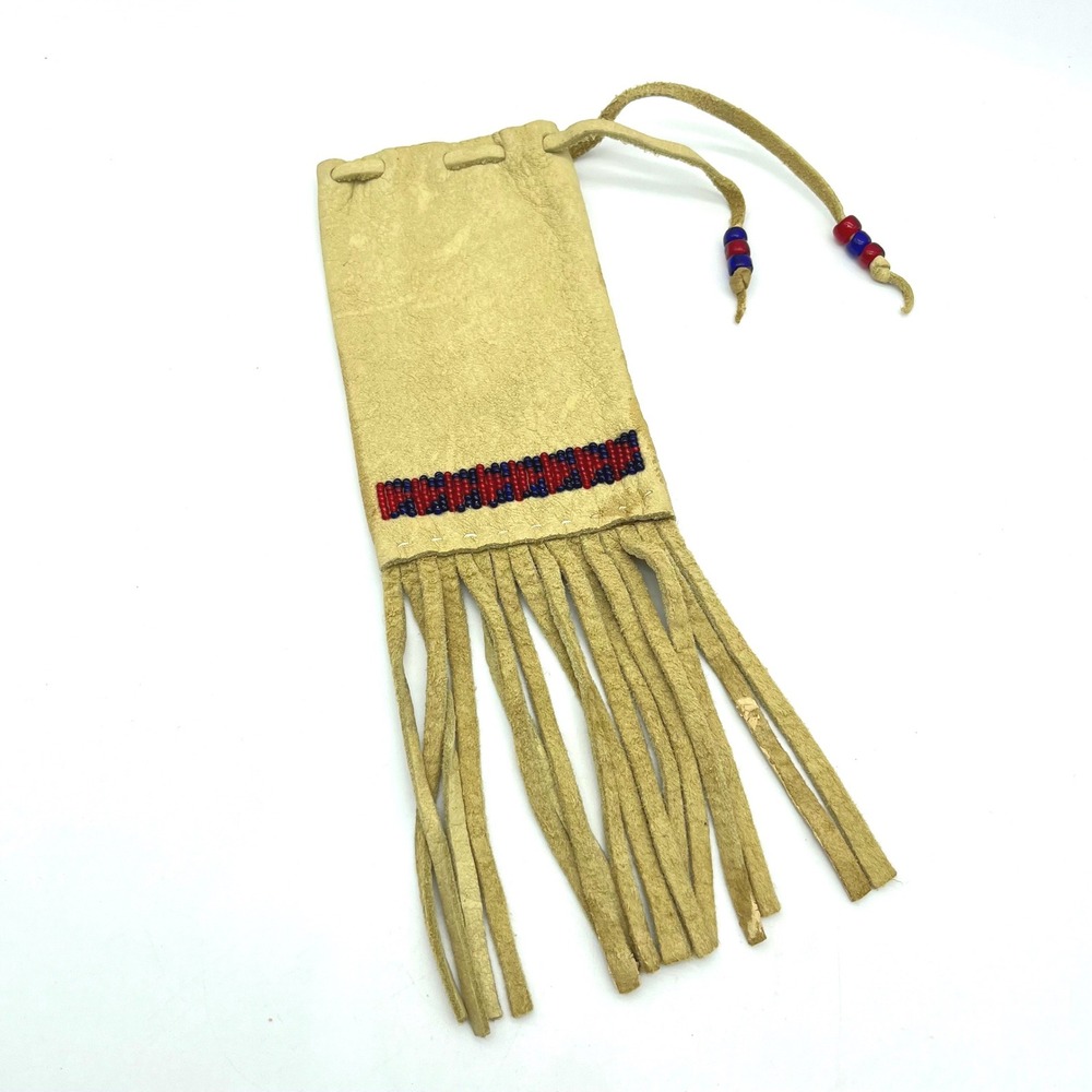 K.D. Fast Horse American Suede Pouch‎ Beaded Fringe Handmade Bag